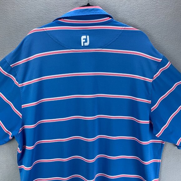Footjoy Golf Polo Shirt Mens Extra Large Blue White Pink Striped‎ Saddlebrook - Picture 5 of 13